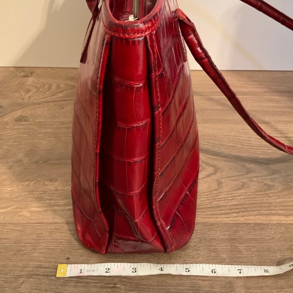 Monsac red faux crocodile embossed leather tote - Picture 7 of 12